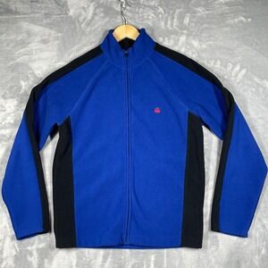 Brooks Brothers 346 Blue Black Fleece Full Zip Jacket Men's Medium